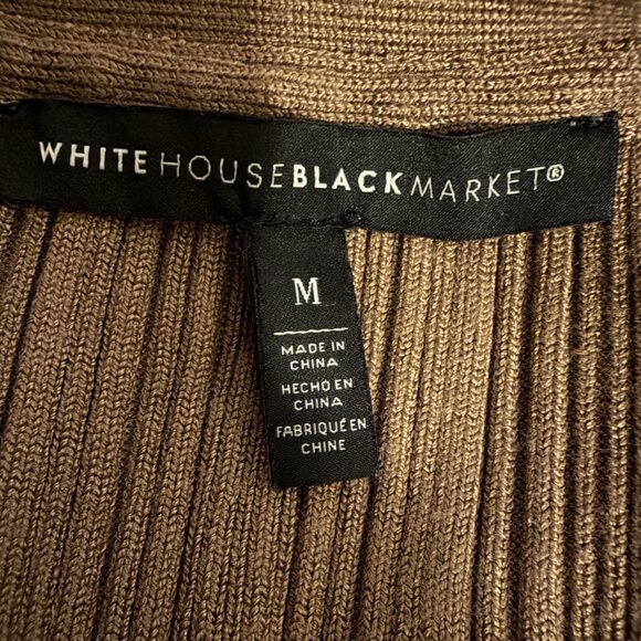 WHBM White House Black Market Brown Medium Knit Ribbed Fitted Tank Top Gold Stud - Picture 6 of 9